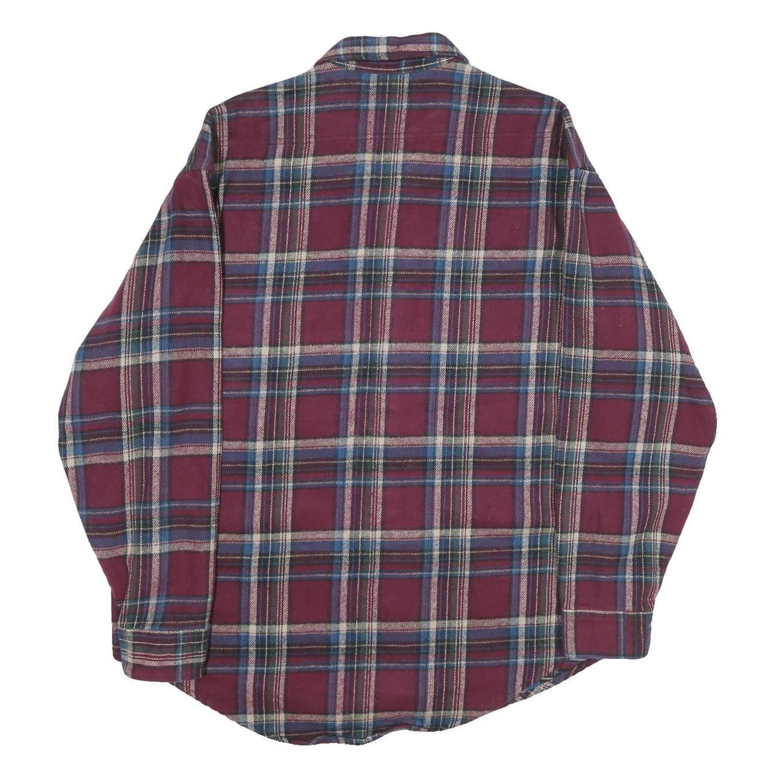 ST JOHN'S BAY Mens Maroon & Blue Plaid Shirt XL Button Cotton Casual