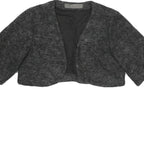 ZARA BASIC Womens Grey Wool Blend Cropped Jacket L Woolblend Short Sleeve