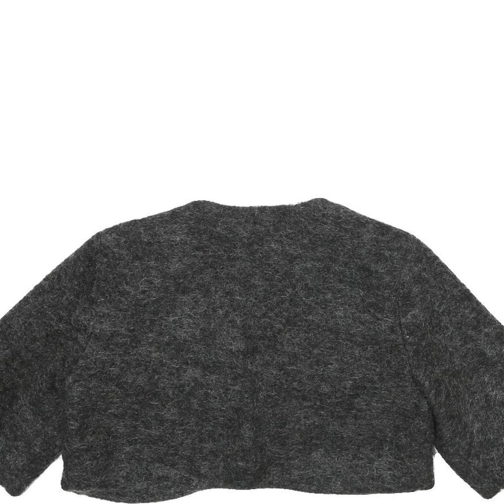 ZARA BASIC Womens Grey Wool Blend Cropped Jacket L Woolblend Short Sleeve