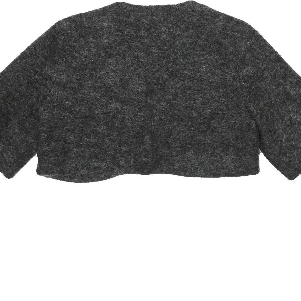 ZARA BASIC Womens Grey Wool Blend Cropped Jacket L Woolblend Short Sleeve