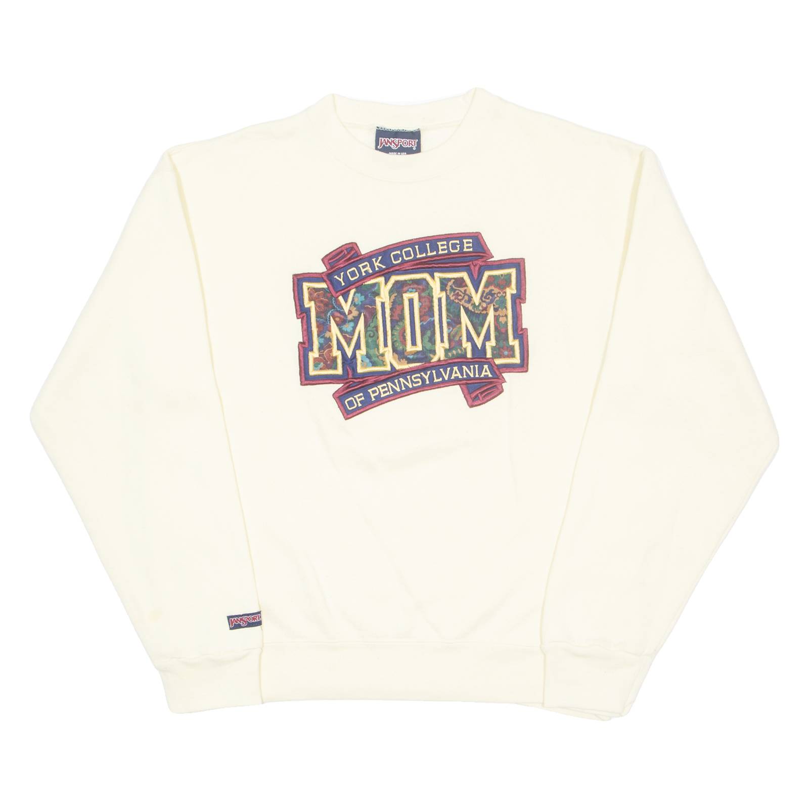 JANSPORT York College Of Pennsylvania MOM Mens Sweatshirt Yellow 90s USA L