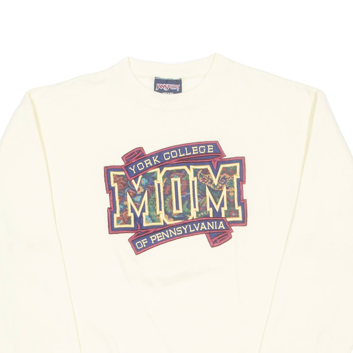 JANSPORT York College Of Pennsylvania MOM Mens Sweatshirt Yellow 90s USA L