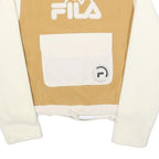 FILA Womens Beige & Cream Logo Crew Neck S Sweatshirt Pocket Drawstring Waist