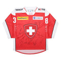 OCHSNER HOCKEY Mens Red & White Swiss Hockey Graphic T-Shirt L Long Sleeve Crew