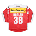 OCHSNER HOCKEY Mens Red & White Swiss Hockey Graphic T-Shirt L Long Sleeve Crew