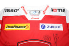 OCHSNER HOCKEY Mens Red & White Swiss Hockey Graphic T-Shirt L Long Sleeve Crew