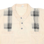 Womens Cream Black Check Basic Top Sleeveless Button Collar L Cotton Blend