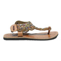 ALEX'S Womens Embellished Leather Strappy Sandals UK 3 Beaded Detail Brown Flat