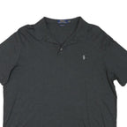 POLO RALPH LAUREN Mens Charcoal Plain Short Sleeve XL Cotton Blend Polo Shirt