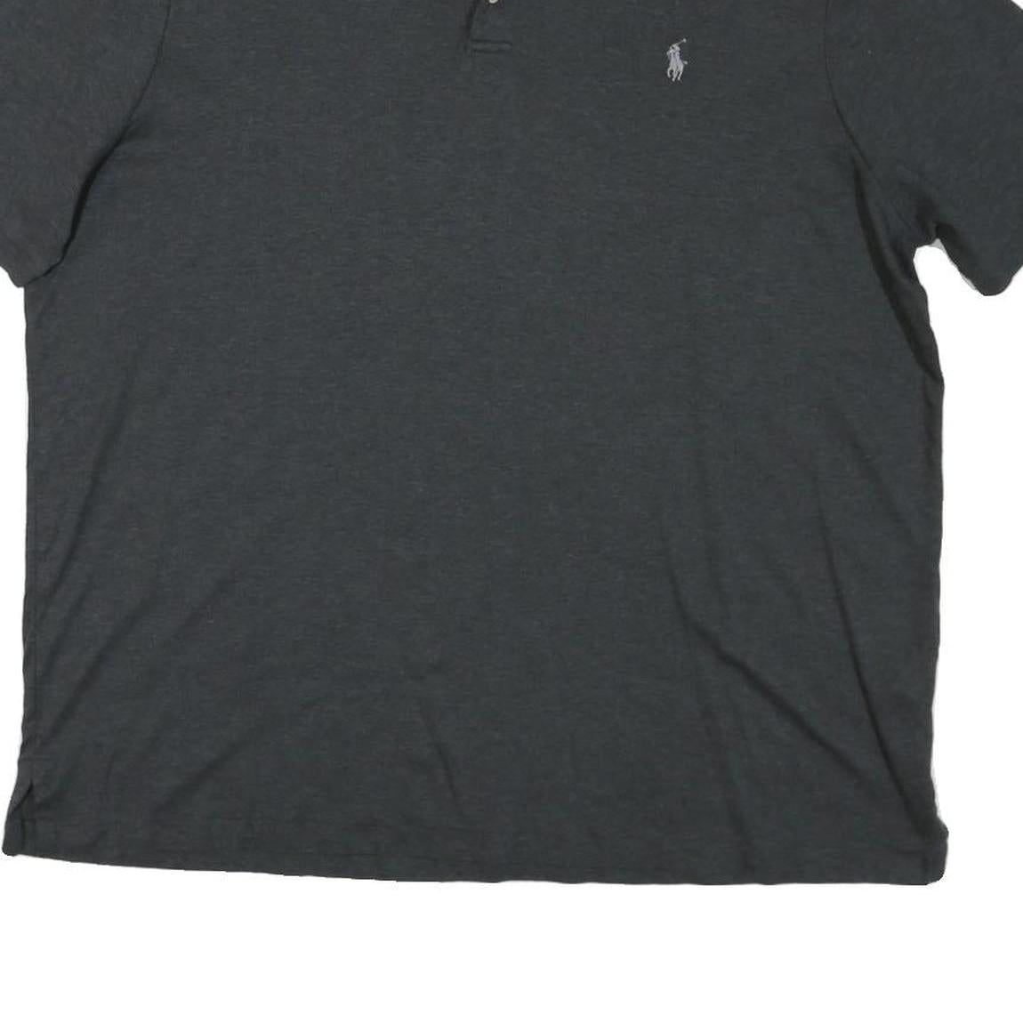 POLO RALPH LAUREN Mens Charcoal Plain Short Sleeve XL Cotton Blend Polo Shirt