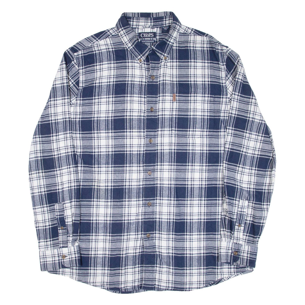 CHAPS Mens Shirt Blue Check Long Sleeve XL