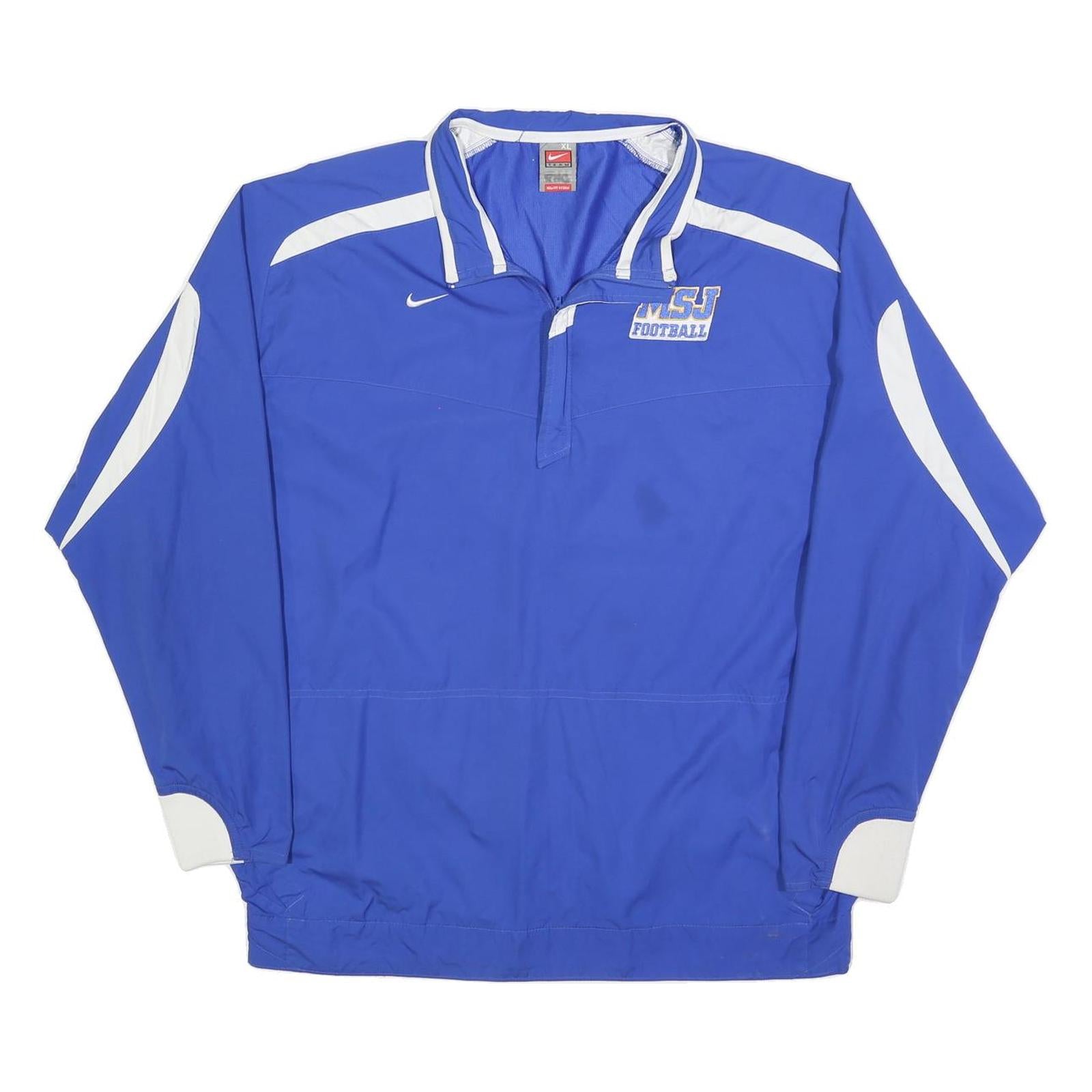 NIKE Mens Blue & White Football Track Jacket XL Polyester Blend Zip Sportswear