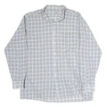 C&A Mens Grey & Blue Check Shirt L Cutaway Collar Button Cotton Casual