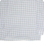 C&A Mens Grey & Blue Check Shirt L Cutaway Collar Button Cotton Casual