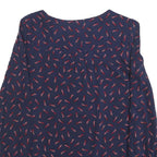 BODEN Womens Navy & Red Printed Blouse Long Sleeve Round Neck UK 6 Cotton Blend