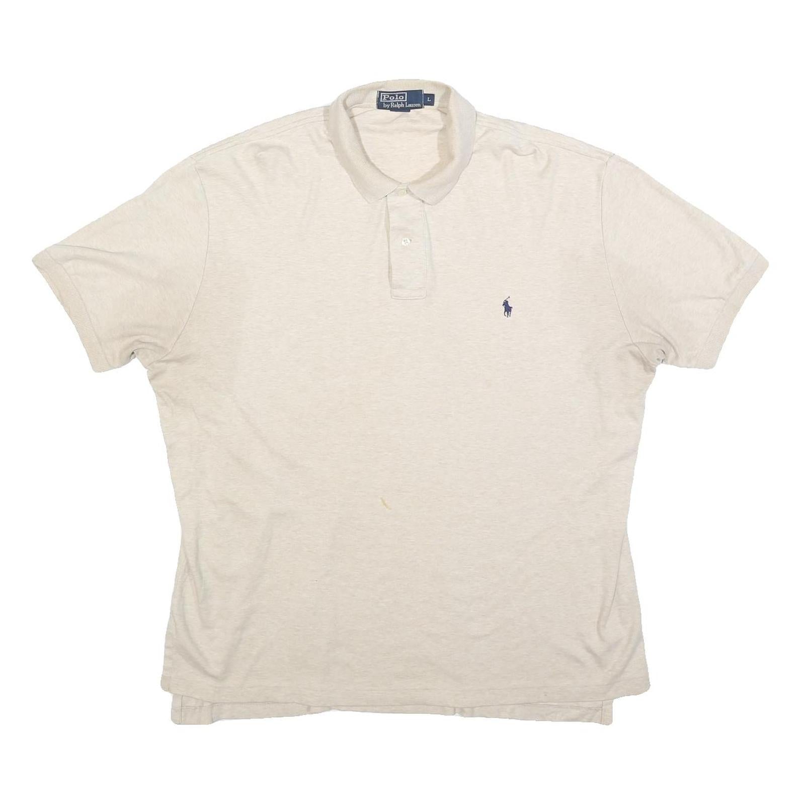 POLO RALPH LAUREN Mens Cream Short Sleeve Plain L Cotton Blend Polo Shirt