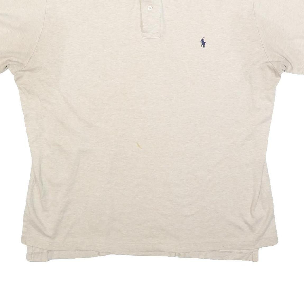 POLO RALPH LAUREN Mens Cream Short Sleeve Plain L Cotton Blend Polo Shirt