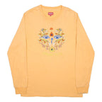SUPREME Mens Yellow Graphic Long Sleeve Crew Neck T-Shirt M Cotton Fit