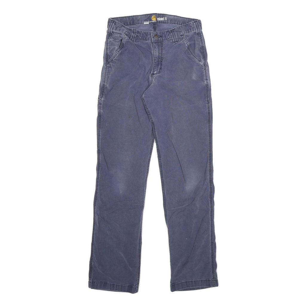 CARHARTT Mens Relaxed Fit Blue Cotton Blend Zip Trousers W28 L31 Casual Workwear