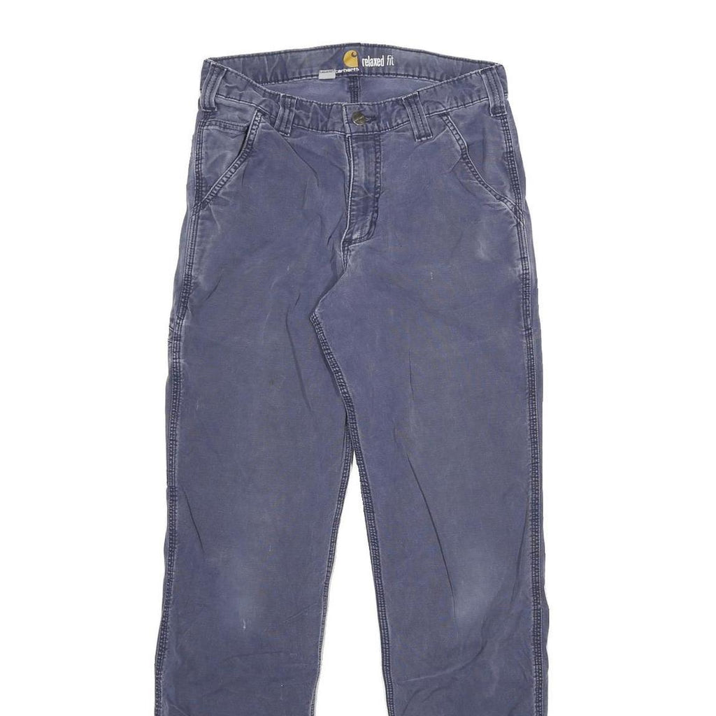 CARHARTT Mens Relaxed Fit Blue Cotton Blend Zip Trousers W28 L31 Casual Workwear