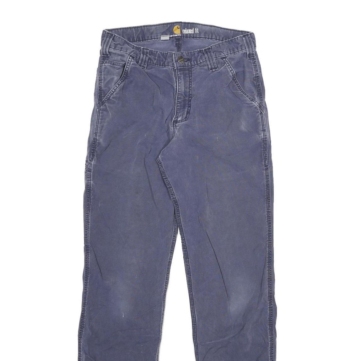 CARHARTT Mens Relaxed Fit Blue Cotton Blend Zip Trousers W28 L31 Casual Workwear