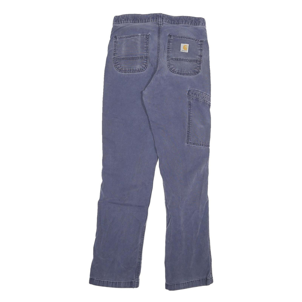 CARHARTT Mens Relaxed Fit Blue Cotton Blend Zip Trousers W28 L31 Casual Workwear