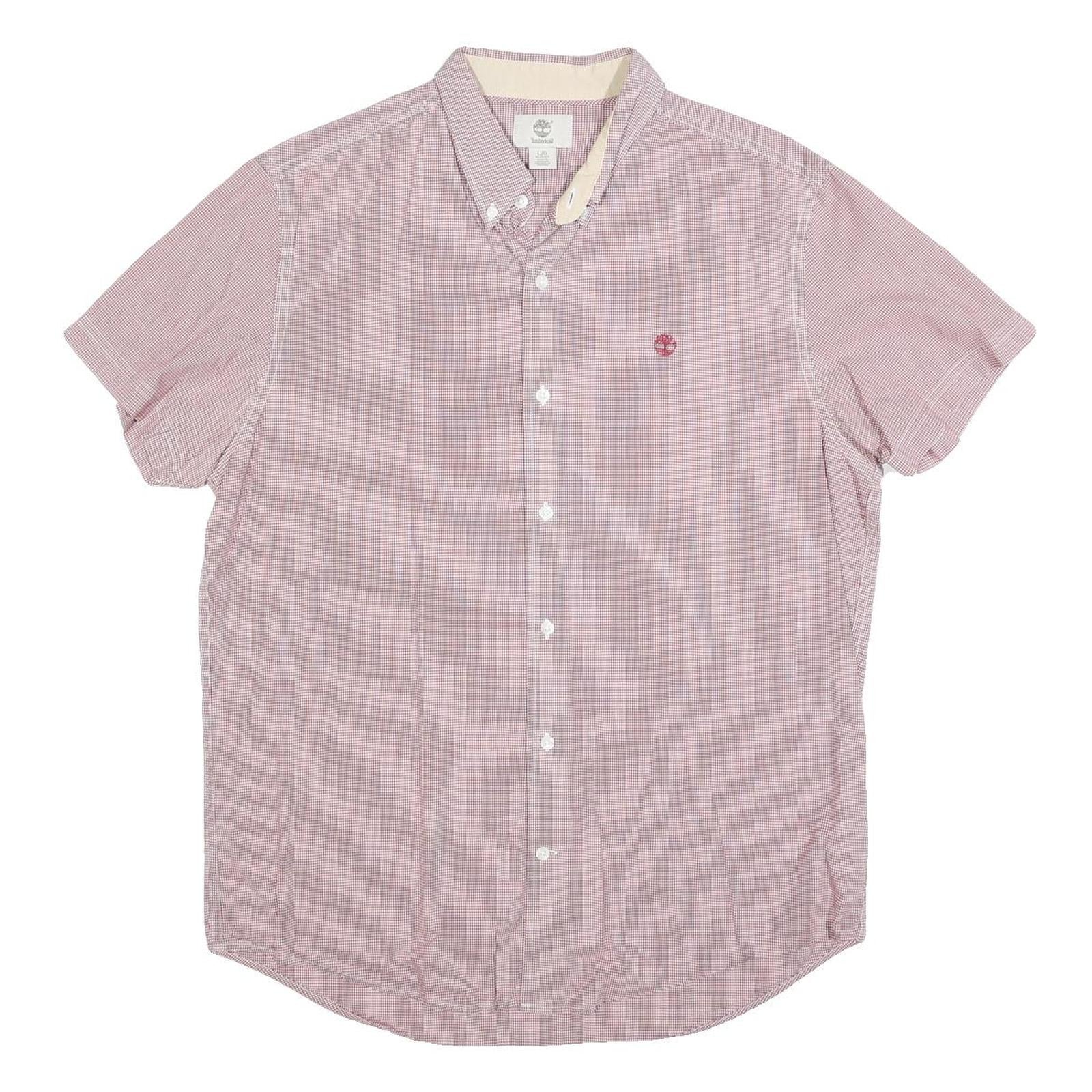 TIMBERLAND Mens Red & White Check Shirt L Button Down Short Sleeve Casual