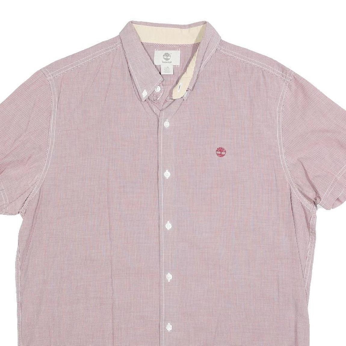 TIMBERLAND Mens Red & White Check Shirt L Button Down Short Sleeve Casual