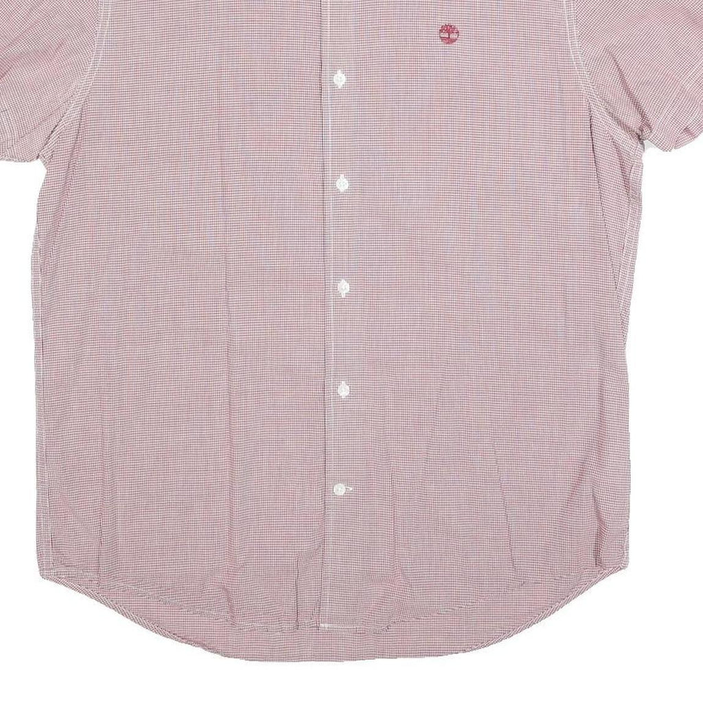 TIMBERLAND Mens Red & White Check Shirt L Button Down Short Sleeve Casual