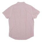 TIMBERLAND Mens Red & White Check Shirt L Button Down Short Sleeve Casual