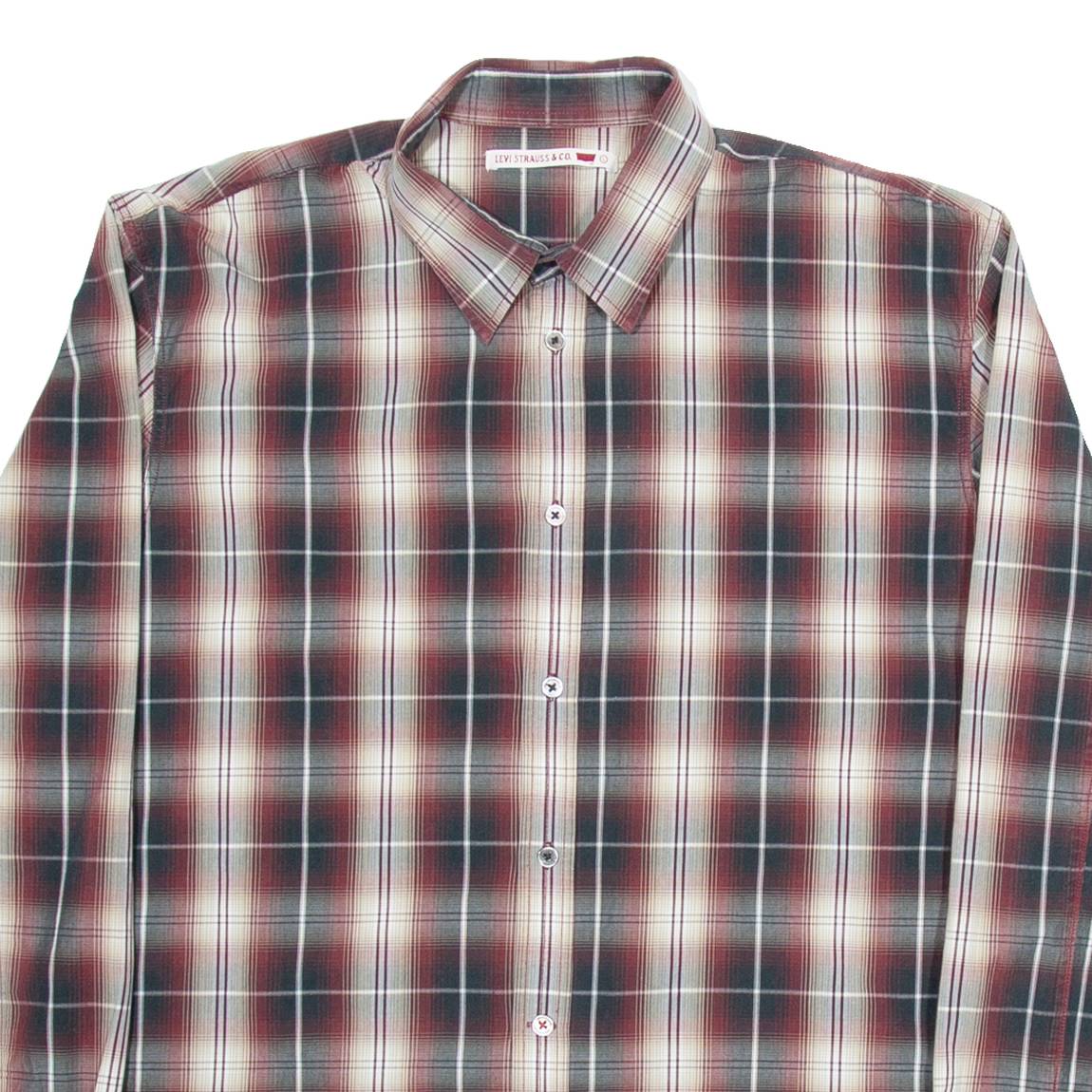 LEVI'S Mens Shirt Red Check Long Sleeve L