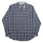 TOMMY HILFIGER Mens Blue & White Check Shirt XL Long Sleeve Cotton Casual