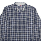TOMMY HILFIGER Mens Blue & White Check Shirt XL Long Sleeve Cotton Casual