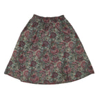 INSEPERABLES Womens Green Red Floral A-Line Midi Cotton Blend Skirt M Elastic
