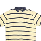 NAUTICA Mens Yellow & Navy Striped Short Sleeve Polo Shirt XL Cotton Blend