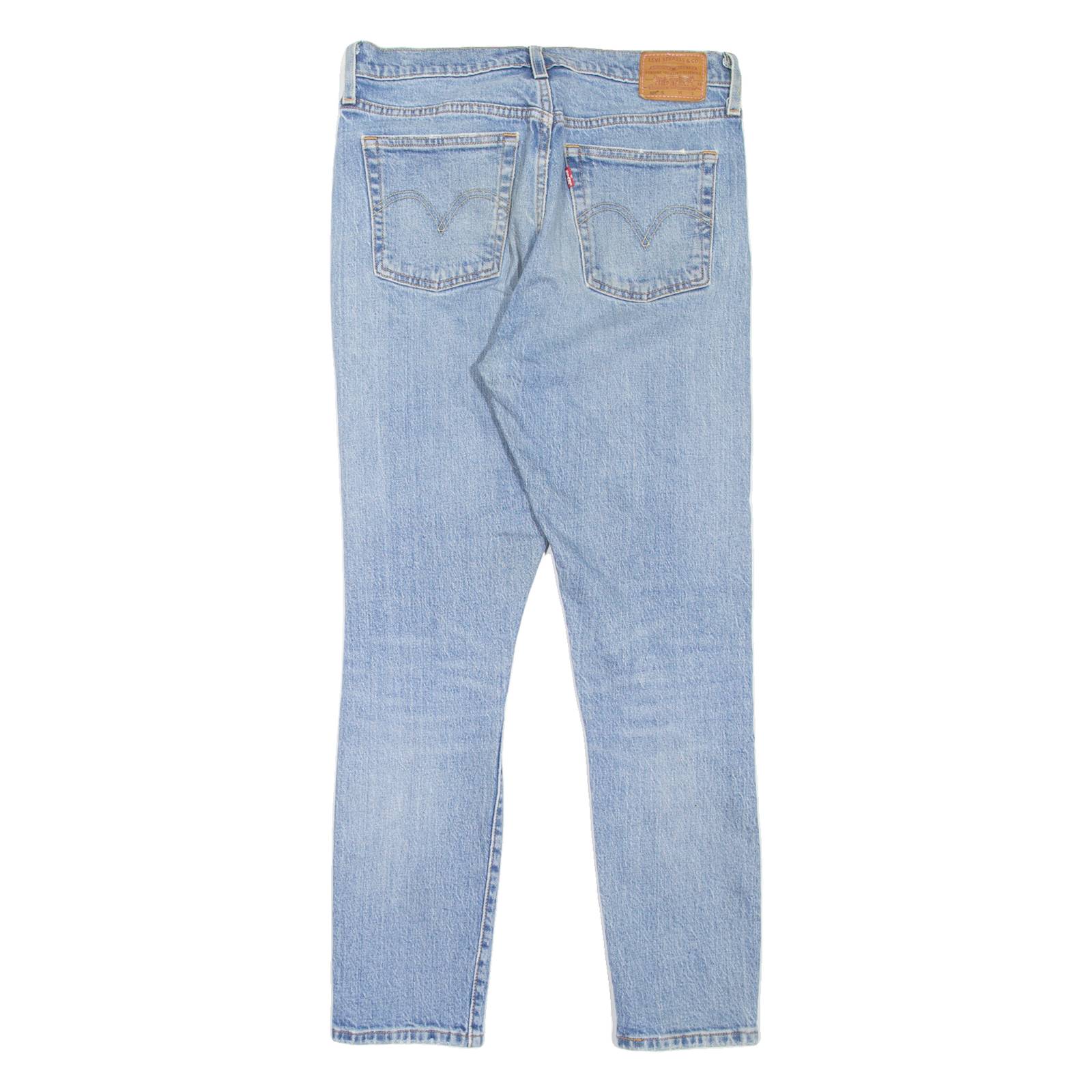 LEVI'S 501S Jeans BIG E Distressed Anniversary Pastel Buttons Womens Blue Skinny Straight W29 L28