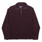 POLO RALPH LAUREN Mens Maroon Pullover Plain Crew Neck Basic Knit M Cotton Blend