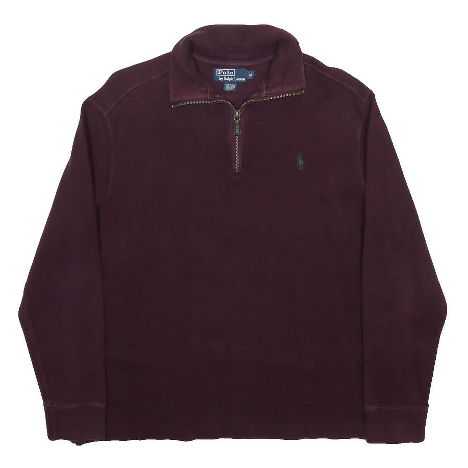 POLO RALPH LAUREN Mens Maroon Pullover Plain Crew Neck Basic Knit M Cotton Blend