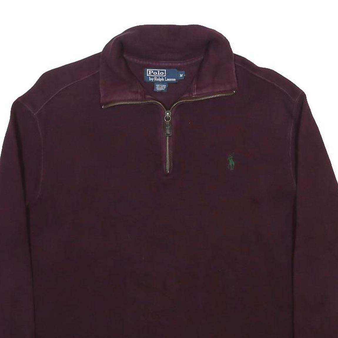 POLO RALPH LAUREN Mens Maroon Pullover Plain Crew Neck Basic Knit M Cotton Blend