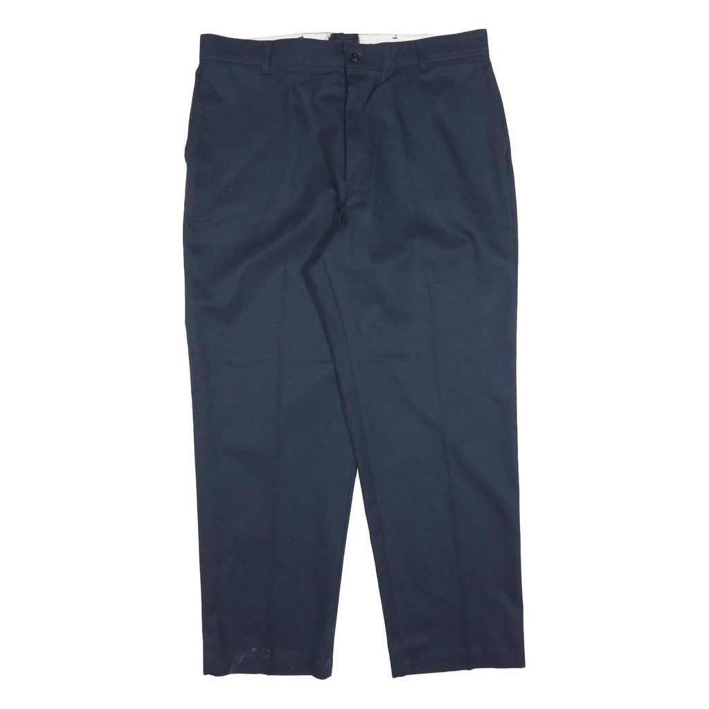 RED KAP Mens Cotton Blend Navy Regular Fit Straight Leg Trousers W38 L30