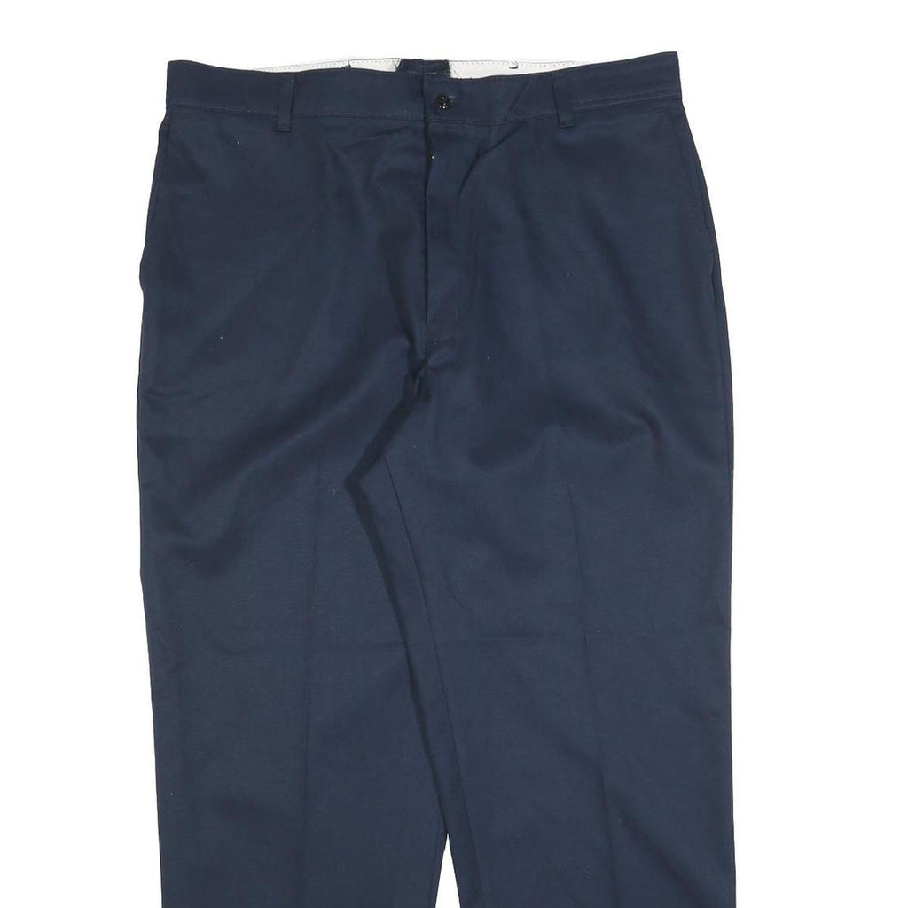 RED KAP Mens Cotton Blend Navy Regular Fit Straight Leg Trousers W38 L30