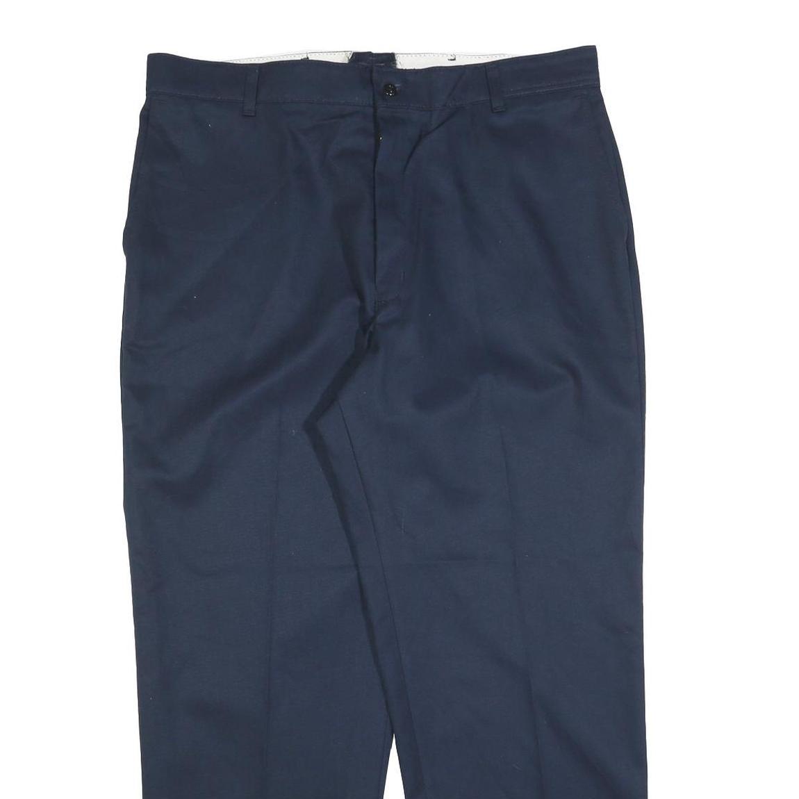 RED KAP Mens Cotton Blend Navy Regular Fit Straight Leg Trousers W38 L30