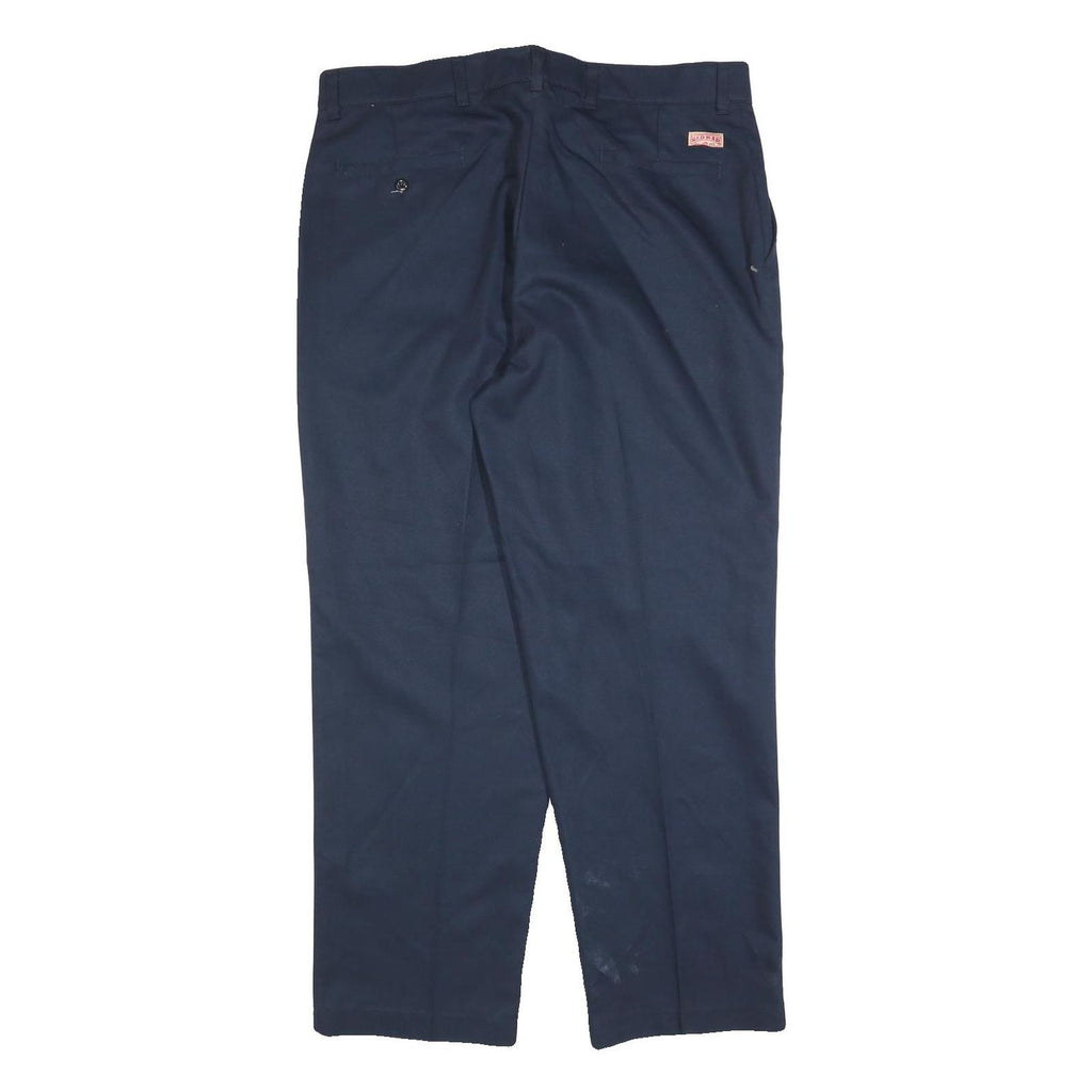 RED KAP Mens Cotton Blend Navy Regular Fit Straight Leg Trousers W38 L30