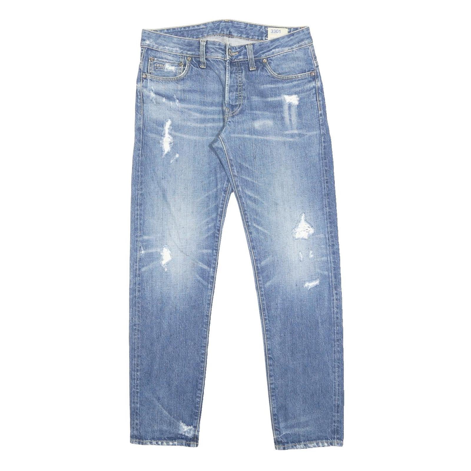 G-STAR Mens Jeans Blue Slim Skinny Denim Light W31 L31 Distressed Casual