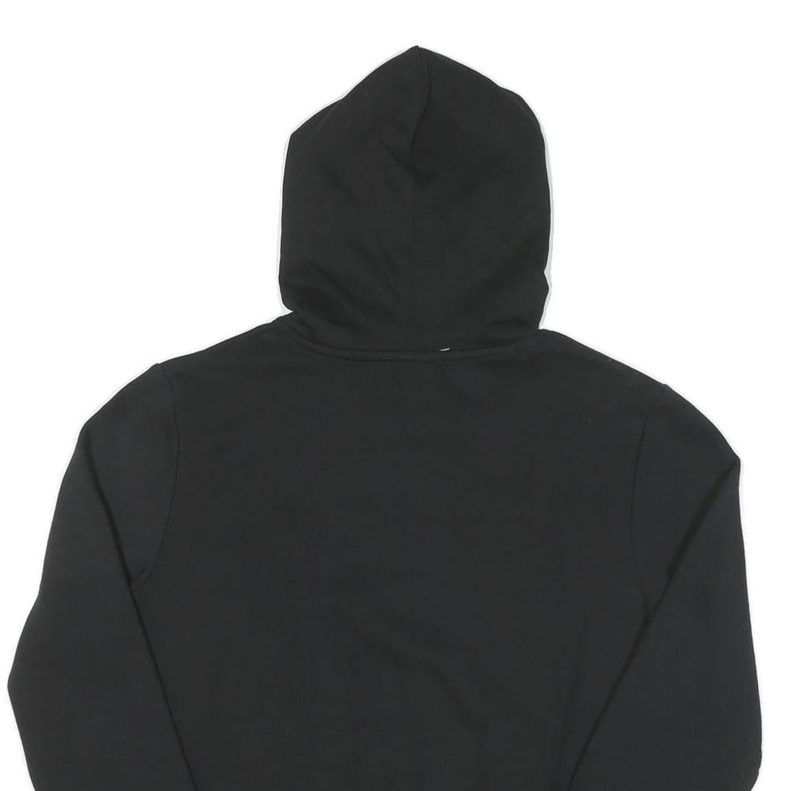 FILA Womens Black Hoodie S Cotton Pullover Stripe Ribbed Cuffs Cropped