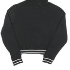 FILA Womens Black Hoodie S Cotton Pullover Stripe Ribbed Cuffs Cropped