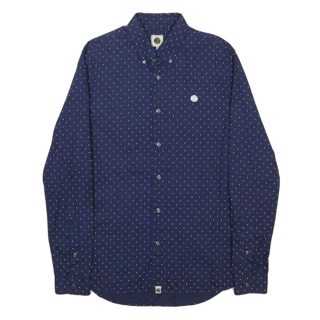 PRETTY GREEN Mens Blue & White Spot Button-Down Shirt XS Lightweight Cotton