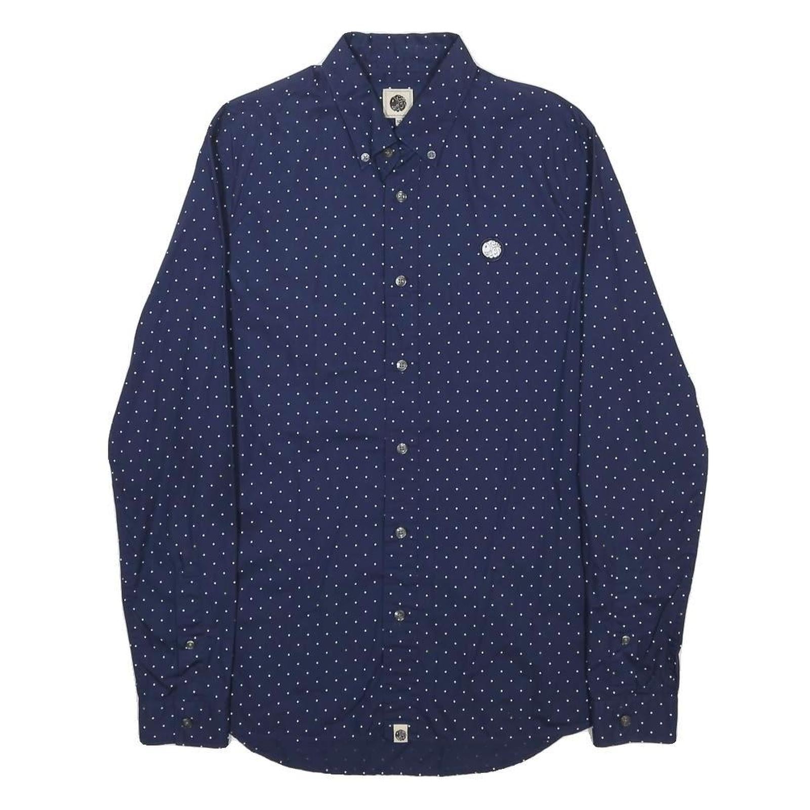 PRETTY GREEN Mens Blue & White Spot Button-Down Shirt XS Lightweight Cotton