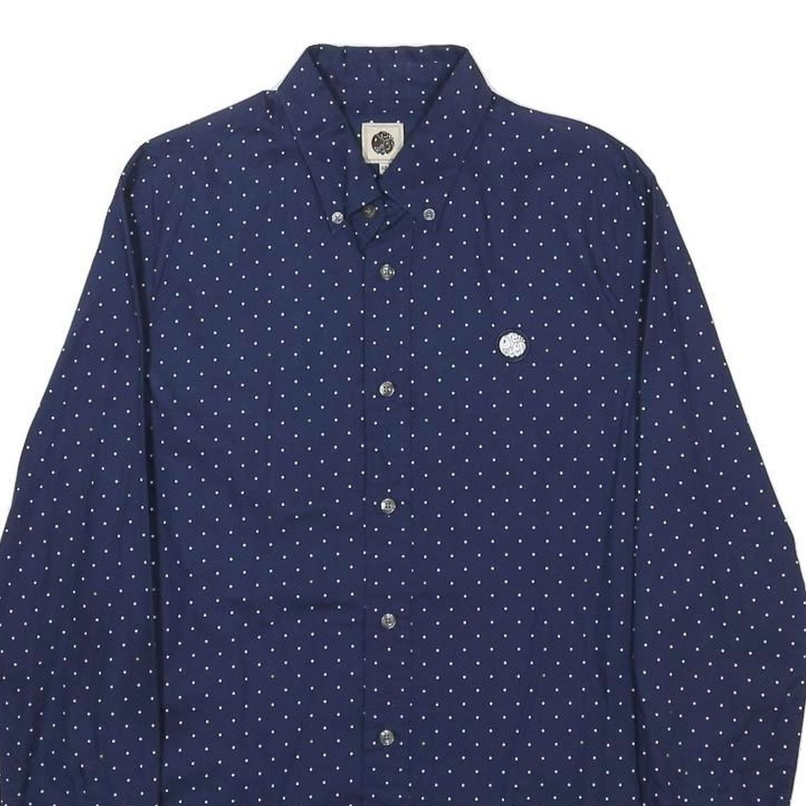 PRETTY GREEN Mens Blue & White Spot Button-Down Shirt XS Lightweight Cotton