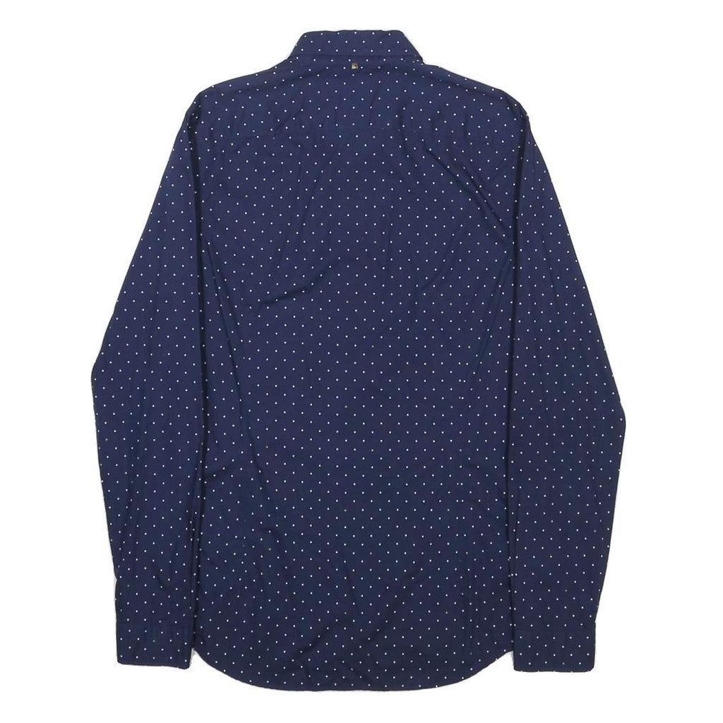 PRETTY GREEN Mens Blue & White Spot Button-Down Shirt XS Lightweight Cotton